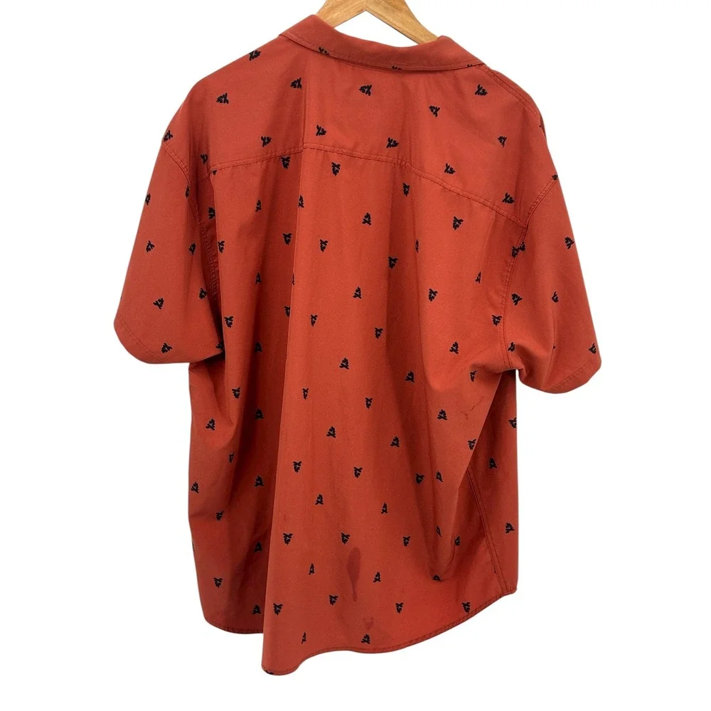 Tallwoods Mens 3X Rust‎ Orange All Over Campfire Print Short Sleeve Shirt
